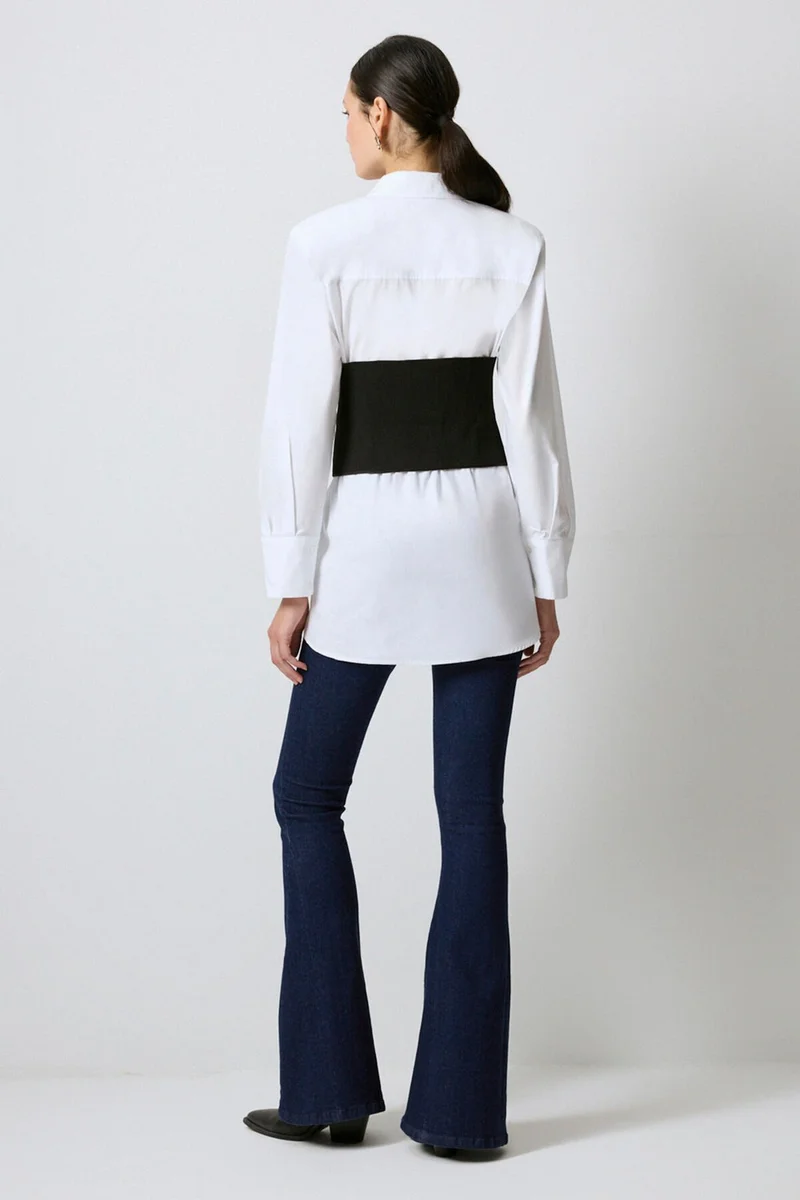 توتشي Poplin Shirt with Knitwear Garnish