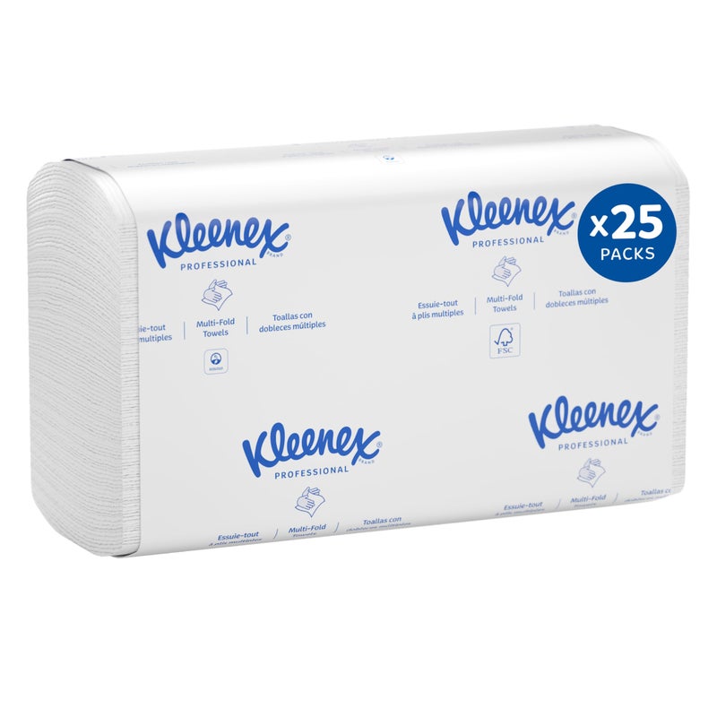 Kleenex Professional Premiere Towels Bulk 13253 FastDrying Absorbency Pockets Trifold White 120 SheetsPack 25 PacksCase 3000 Sheet Total