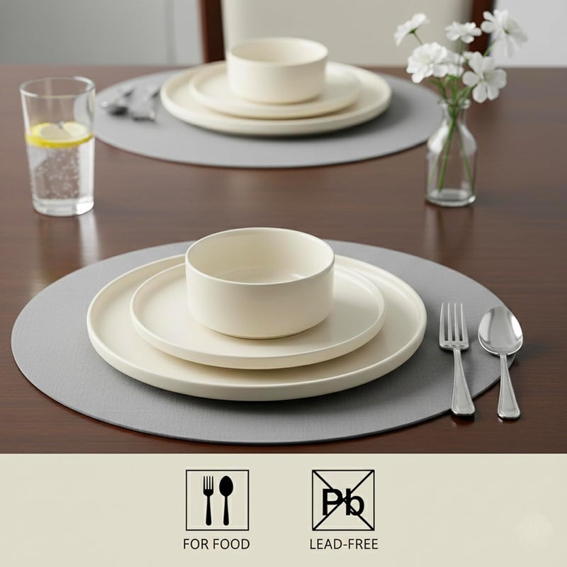 كويزين أرت طقم عشاء من الخزف الحجري من كويزين آرت مكون من 12 قطعة - خدمة كاملة لأربعة أشخاص - يشمل أطباق عشاء مقاس 28 سم، وأطباق حلويات وأوعية مقاس 21 سم - أدوات مائدة عصرية ومتينة للاستخدام المنزلي والهدايا. - Image 2