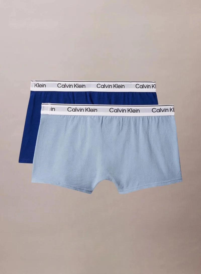 Calvin Klein Jeans Fadeddenim/Boldblue 2 Pack Boys Trunks - Icon Cotton Stretch for Men | Best Price UAE