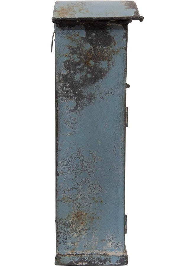 Creative Co-op Creative CoOp Distressed Blue Embossed Tin Mail Box - Image 2