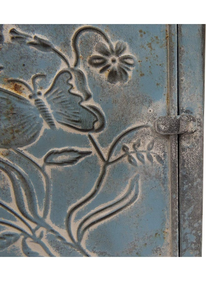 Creative Co-op Creative CoOp Distressed Blue Embossed Tin Mail Box - Image 5