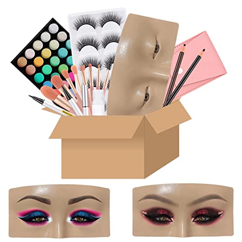 Aibipo Makeup Practice Face Board Resusable 3D Makeup Mannequin Face Eyes Makeup Practice Face with Makeup Kit for Makeup Student and Beginner to Practice Eyeshadow Eyeliner Eyebrow Makeup Lash Extension - Image 1