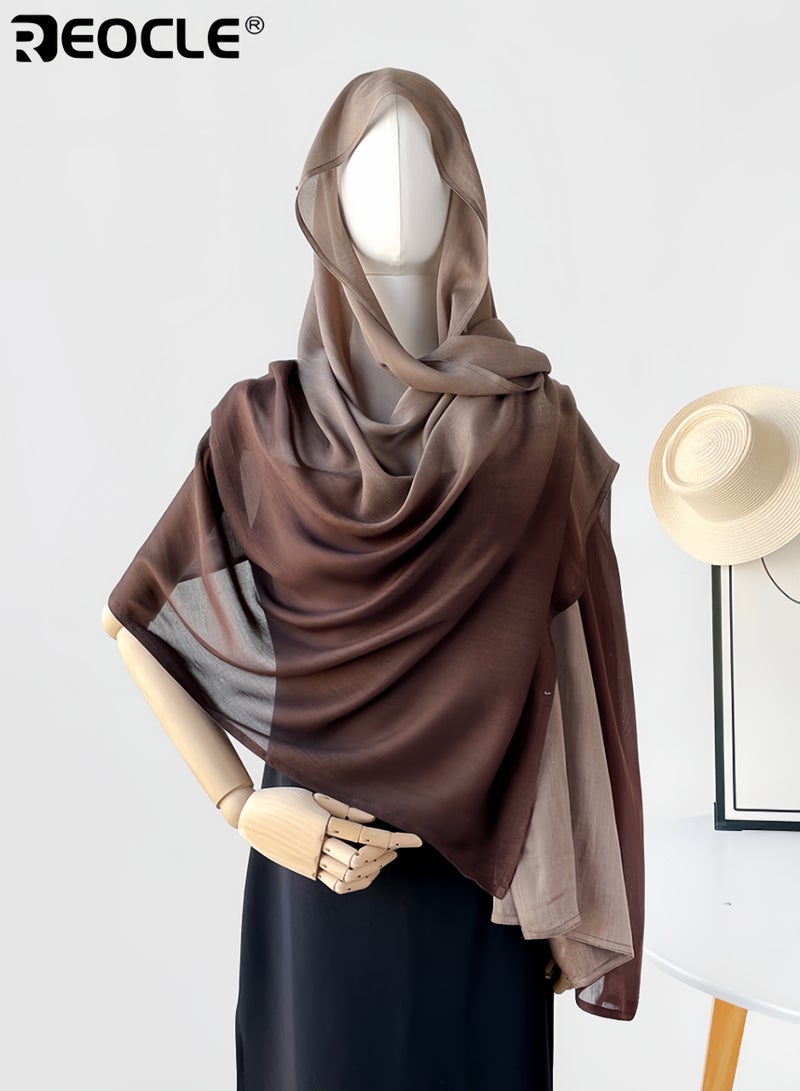 ريوكل وشاح نسائي طويل بتصميم خفيف الوزن وأسلوب متعدد الاستخدامات مع لفافة شفافة وميزات بسيطة لاستخدامه كحجاب أو شال - Image 1