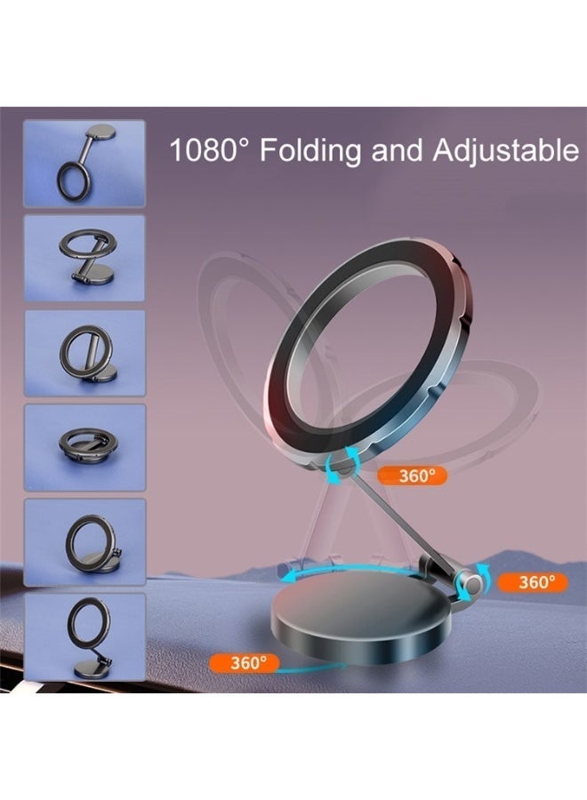 روهز حامل موبايل مغناطيسي G118 للسيارة بزاوية دوران 1080° قابل للطي – مناسب لآيفون – لون جَن ميتال - Image 1
