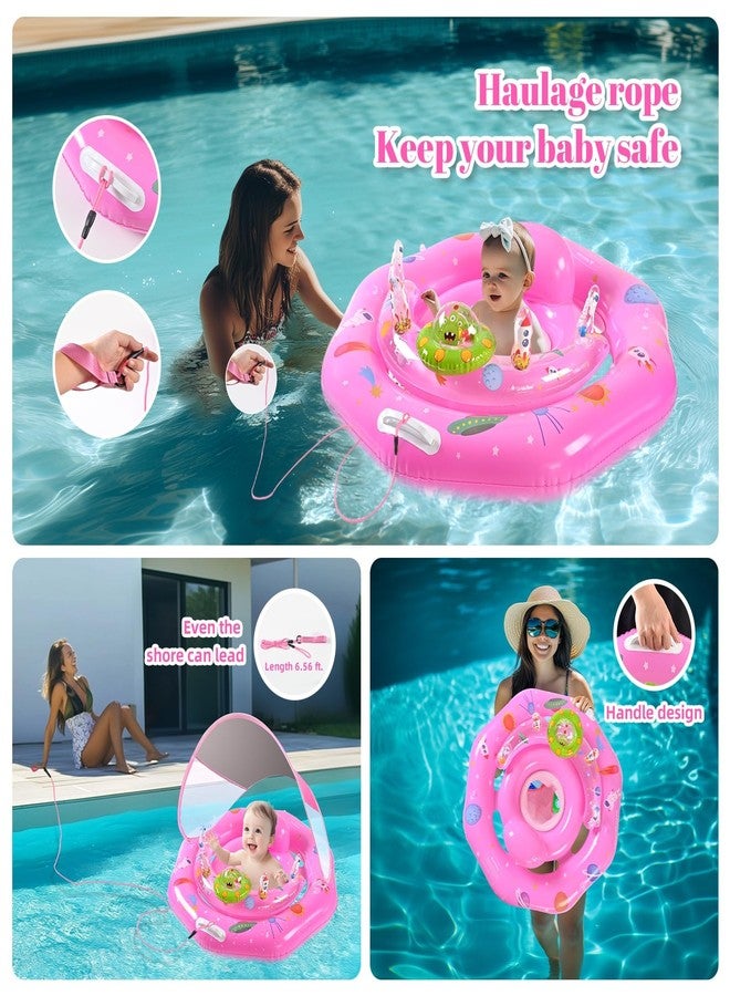 GEEQUFLOAT Baby Pool Float for 6-36 Months | Extra Wide Infant Pool Float with UPF50+ Sunshade & Toy Play Console | Baby Floatie with Adjustable Safety Seat, Detachable Canopy, Secure Handle & Safety Leash - Image 2