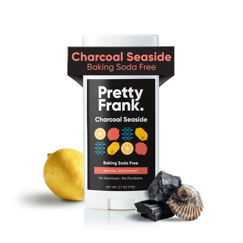 Pretty Frank Natural Aluminum-Free Deodorant Stick with Charcoal, Baking Soda-Free, Charcoal Seaside (1-Pack) | Sensitive Skin Friendly, Effective Odor Control for Women & Men, Organic Ingredients - Image 1