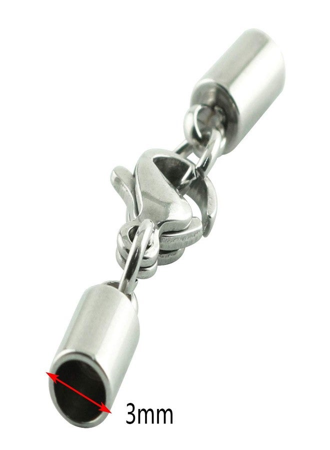 Tegg Leather Cord End Cap 10PCS 3mm Stainless Steel End Caps with Lobster Clasps for Jewelry Making and DIY Craft - Image 3