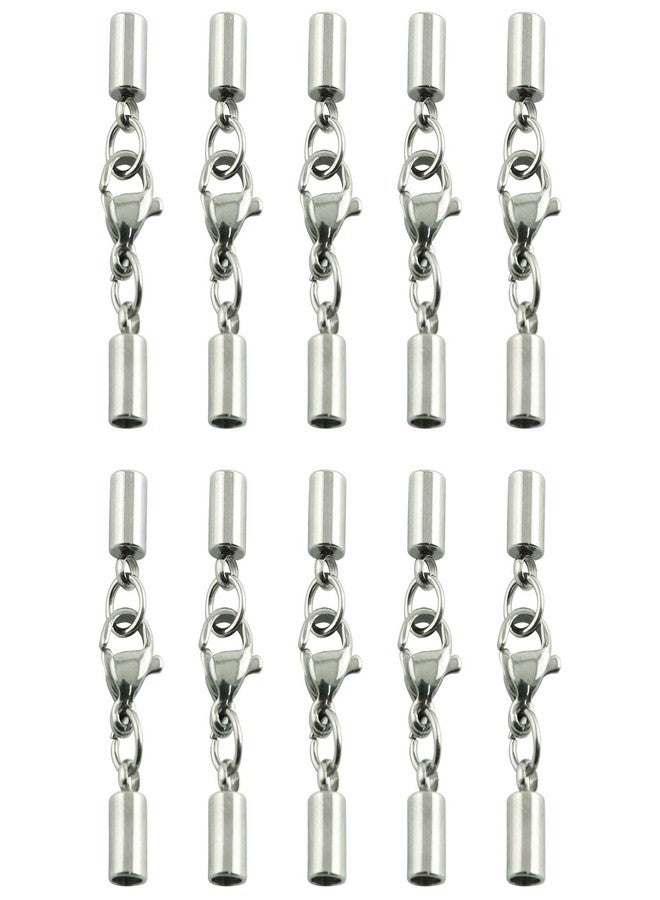 Tegg Leather Cord End Cap 10PCS 3mm Stainless Steel End Caps with Lobster Clasps for Jewelry Making and DIY Craft - Image 1