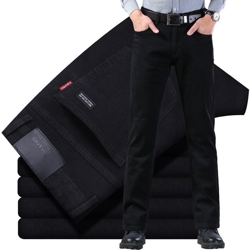 2025 New Mens Jeans Spring and Autumn Loose Straight Trousers Youth Popular Casual Stretch Boys Pants 201-1 black 