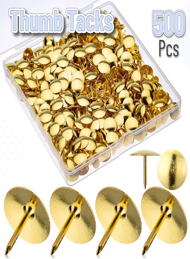 Mr. Pen Gold Flat Thumb Tacks, 500 Pack, Metal Push Pins for Bulletin Board - Image 2