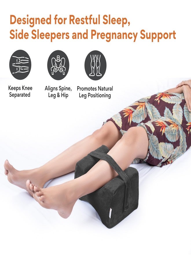 FOVERA Knee Pillow for Side Sleepers, Knock Knee Corrector for Sleeping, Memory Foam Leg Pillow Wedge Cushion for Side Sleeper, Sciatica, Pregnancy, Hip & Back Pain Relief - Washable Cover (Dark Grey) - Image 3