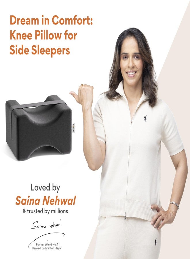 FOVERA Knee Pillow for Side Sleepers, Knock Knee Corrector for Sleeping, Memory Foam Leg Pillow Wedge Cushion for Side Sleeper, Sciatica, Pregnancy, Hip & Back Pain Relief - Washable Cover (Dark Grey) - Image 2