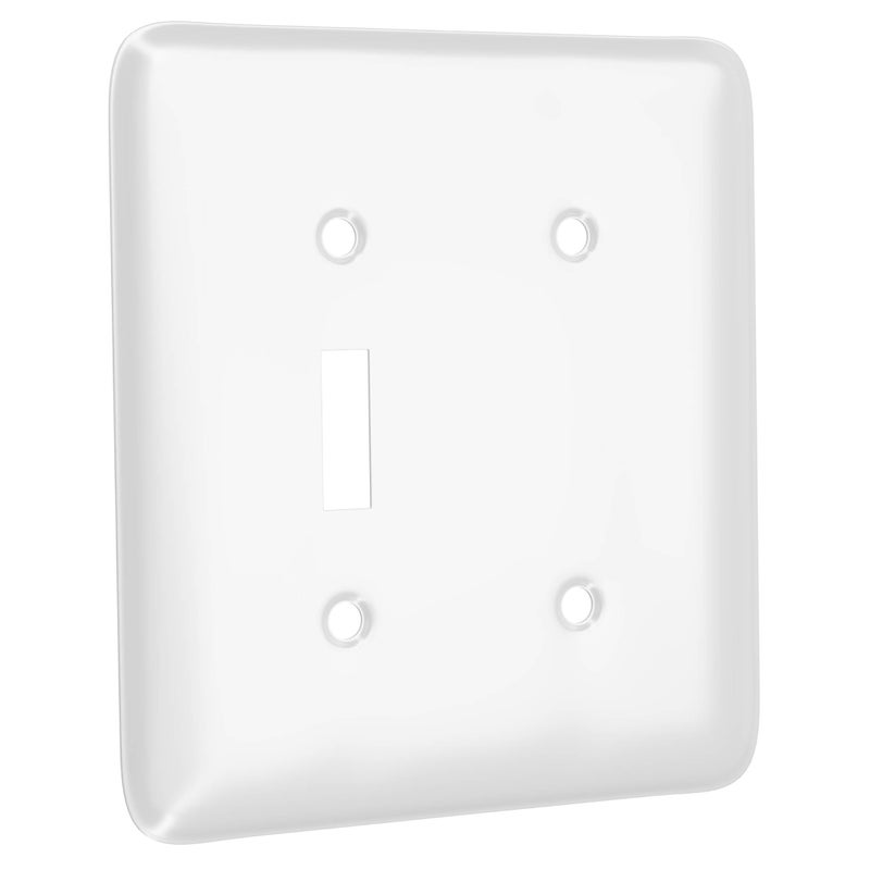 TayMac WRWTB 2Gang White Smooth Metal Maxi ToggleBlank Wall Plate WRWTB Outlet Cover Wall Plate with Screws Light Switch Cover Plate for 2 Devices
