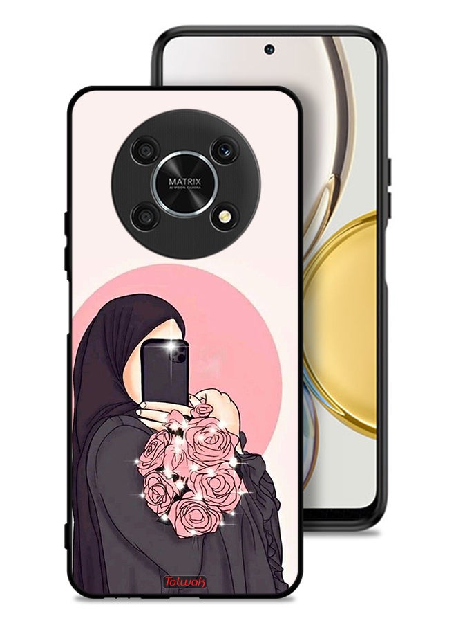 Tolwak Honor X9 5G Protective Case Cover Making Selfies While Holding Flowers Art - Image 1