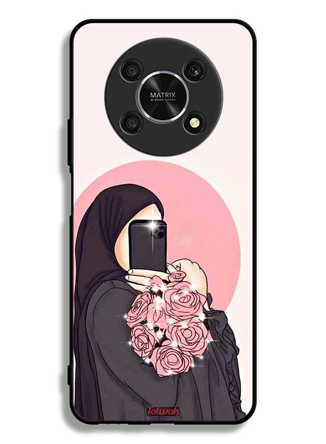 Tolwak Honor X9 5G Protective Case Cover Making Selfies While Holding Flowers Art - Image 2