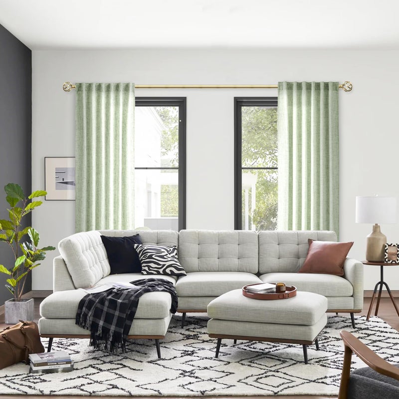 MEETBILY 90 Inch Sage Green Curtains Linen Textured Boho Drapes for Living Room 2 Panels Set Light Filtering Rod Pocket Farmhouse Long Lasting Soft Green Sheer Pleated Curtain 90 Inch Length for Dining Bedroom - Image 5