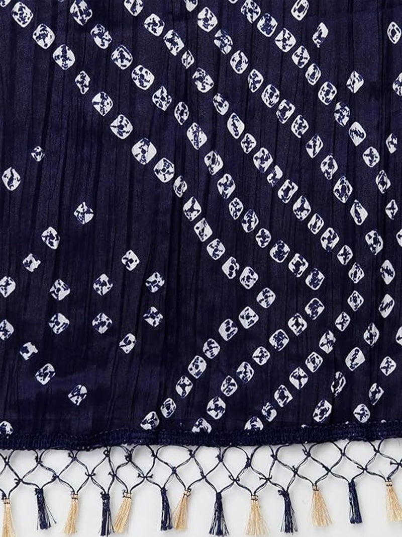 TRENDMALLS Women's Bandhani Print Silk Blend Dupatta (D02-Blue) - Image 5