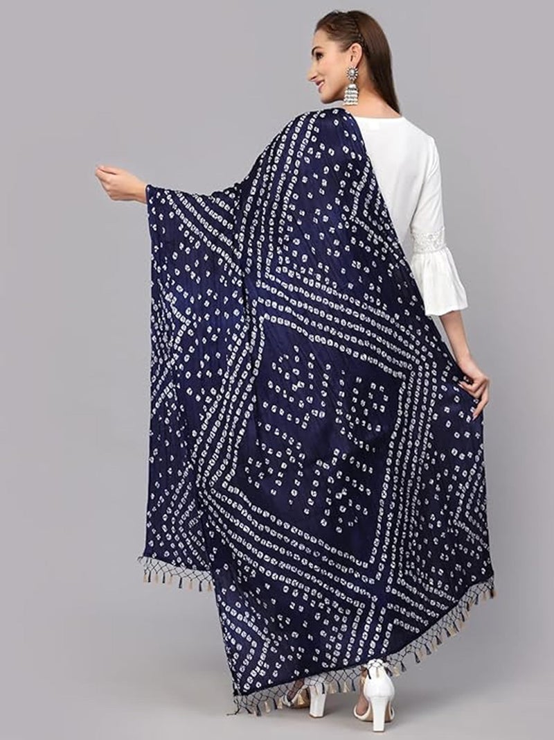 TRENDMALLS Women's Bandhani Print Silk Blend Dupatta (D02-Blue) - Image 2