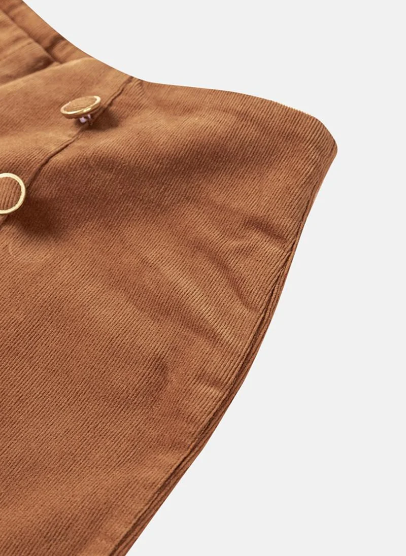 يونيكي Brown Solid High Waist Casual Trousers