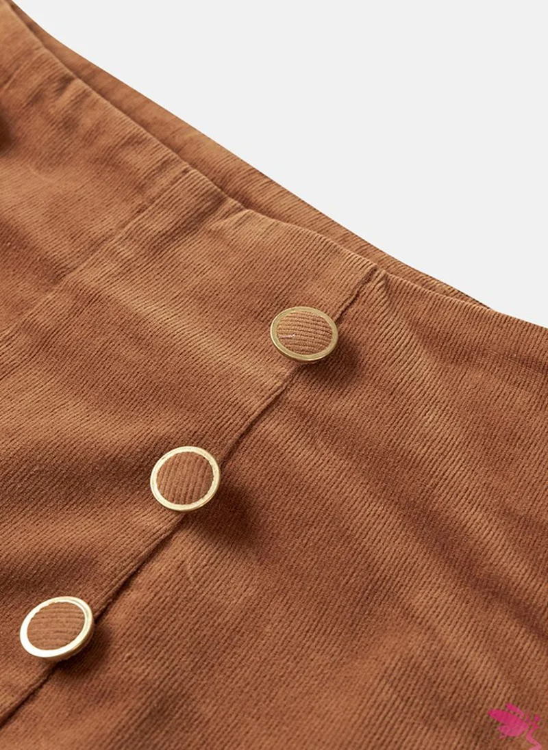 يونيكي Brown Solid High Waist Casual Trousers
