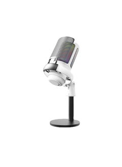 FlashHawk RGB Gaming Microphone for PC/PS5 with Volume Controlling, Pop Filter, Condenser Mic with Quick Mute, Podcast Microphone for Streaming Twitch/Discord/YouTube White  - Image 1