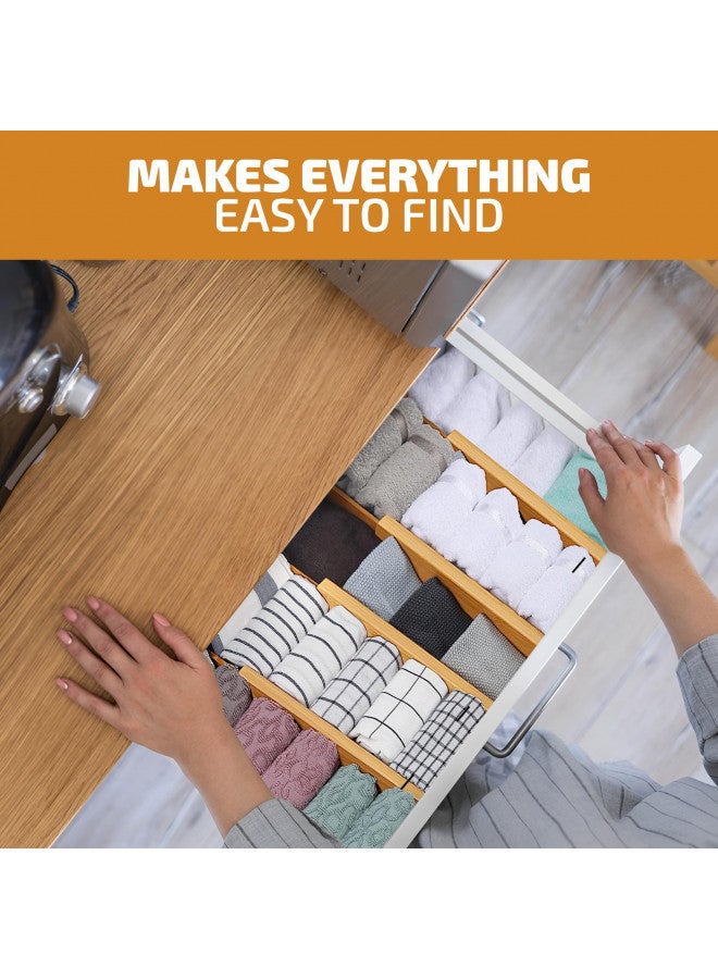 Bambusi Large Kitchen Drawer Organizer - Expandable Bamboo Drawer Dividers (17.5" - 22") - Adjustable Separators for Kitchen, Clothes, Dresser, Bedroom, Bathroom, and Desk Drawers - 4 Pack (Natural)  - Image 3