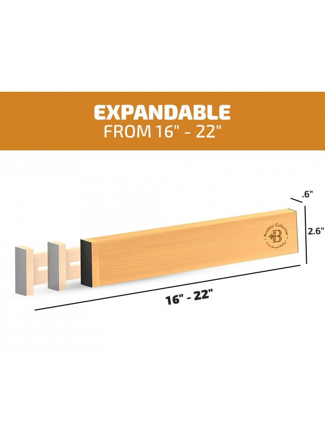 Bambusi Large Kitchen Drawer Organizer - Expandable Bamboo Drawer Dividers (17.5" - 22") - Adjustable Separators for Kitchen, Clothes, Dresser, Bedroom, Bathroom, and Desk Drawers - 4 Pack (Natural)  - Image 2