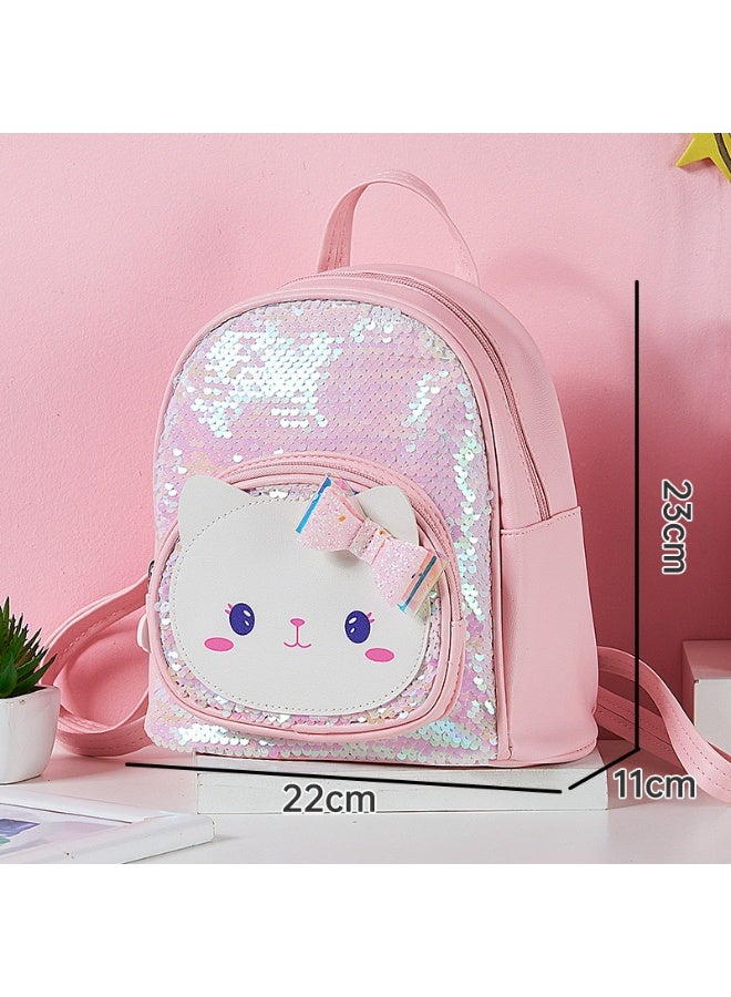 Girls' backpacks, cute cartoon cats, sequined children's backpacks, suitable for girls to travel, backpacks - Image 4