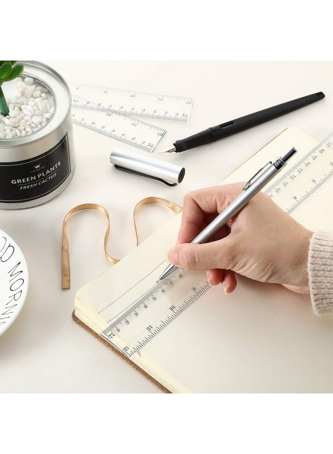 إي بوت مجموعة من 20 مسطرة بلاستيكية شفافة من EBOOT، مسطرة مستقيمة مرنة مقاس 12 بوصة مع بوصات ومقياس متري للمدرسة والفصول الدراسية والمنزل والمكتب (شفافة) - Image 3