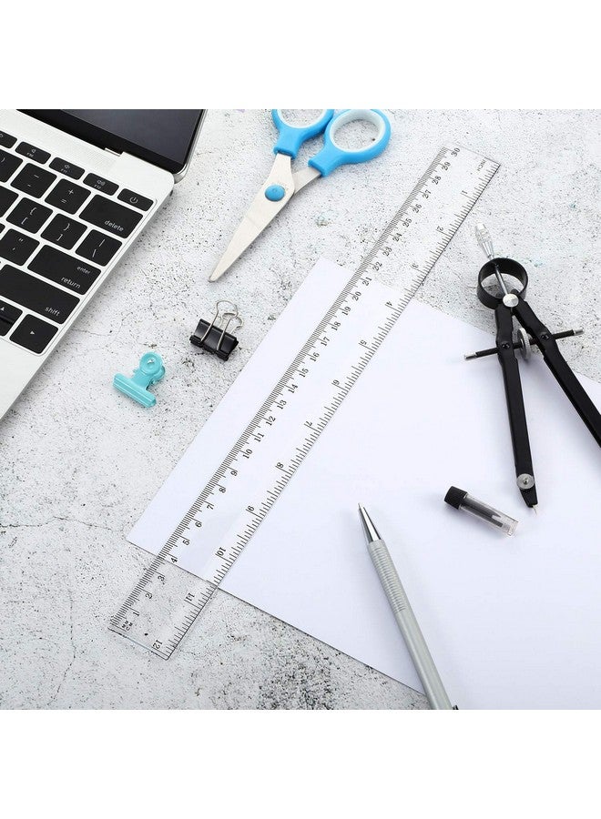 إي بوت مجموعة من 20 مسطرة بلاستيكية شفافة من EBOOT، مسطرة مستقيمة مرنة مقاس 12 بوصة مع بوصات ومقياس متري للمدرسة والفصول الدراسية والمنزل والمكتب (شفافة) - Image 5