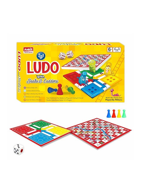 Ludo, Snakes And Ladders, Yellow  Board Game Set, Size Board Size 38 X38 Cm