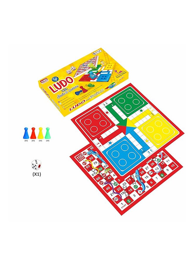Ludo, Snakes And Ladders, Yellow  Board Game Set, Size Board Size 38 X38 Cm