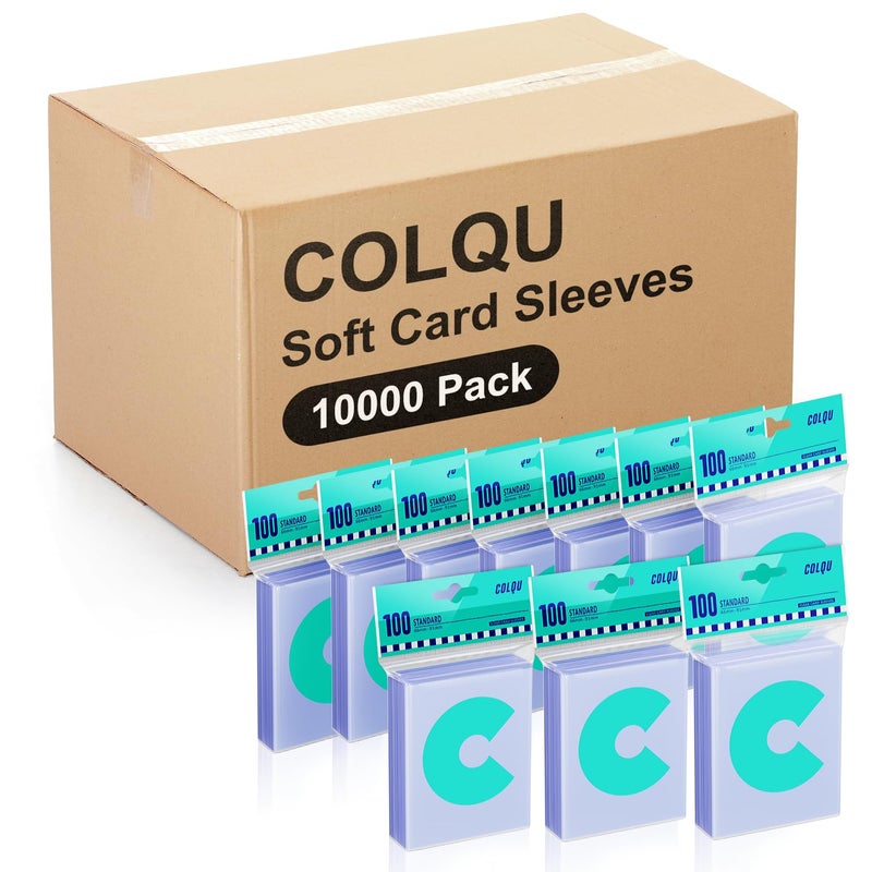 COLQU 10000ct Clear Card Sleeves for Trading Cards, Soft Baseball Sports Card Sleeves, Soft Plastic Protector Fit for MTG Game Standard Cards - Image 1