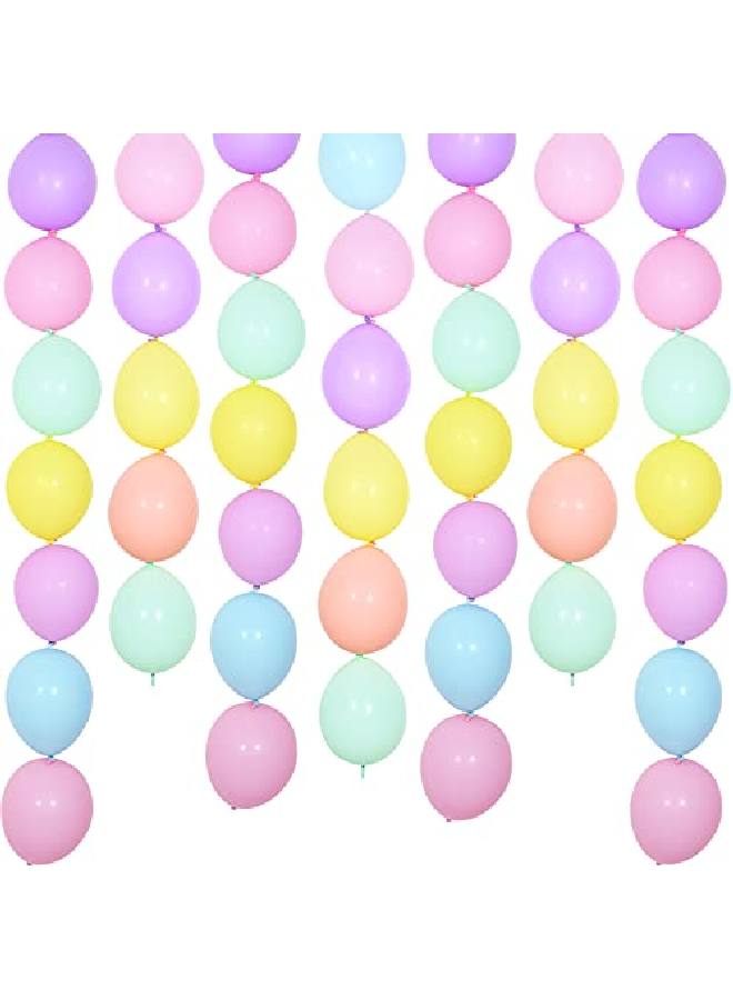 Sumind 100 Pieces Pastel Link Balloon Garland Kit 10 Inch Link Balloons Tail Connected Balloon Garland For Birthday Gender Reveal Halloween Christmas Party Festival Decorations (Macaron Rainbow) - Image 1