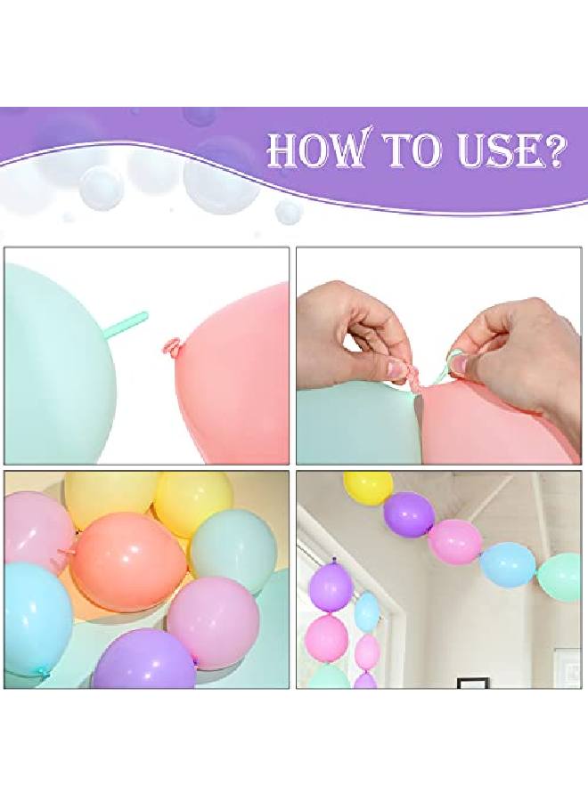 Sumind 100 Pieces Pastel Link Balloon Garland Kit 10 Inch Link Balloons Tail Connected Balloon Garland For Birthday Gender Reveal Halloween Christmas Party Festival Decorations (Macaron Rainbow) - Image 4