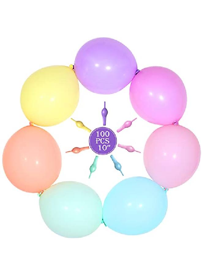 Sumind 100 Pieces Pastel Link Balloon Garland Kit 10 Inch Link Balloons Tail Connected Balloon Garland For Birthday Gender Reveal Halloween Christmas Party Festival Decorations (Macaron Rainbow) - Image 3