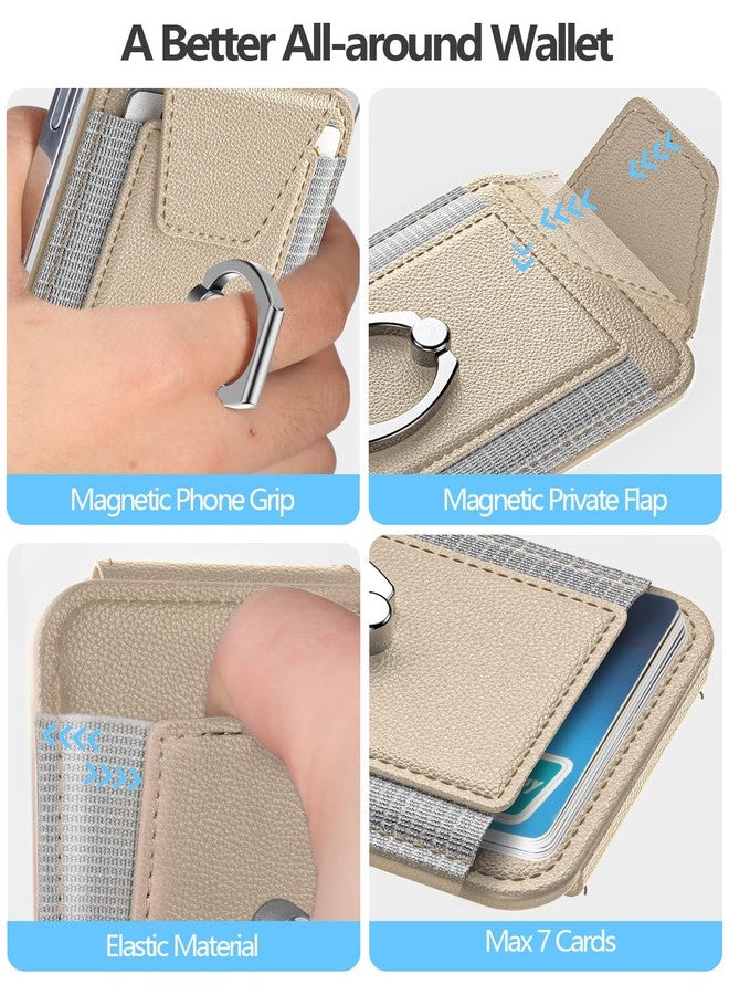 اكسترا لايف محفظة ExtreLife لـ Magsafe مع مقبض، حامل لست بطاقات، محفظة بطاقات مغناطيسية أقوى لأجهزة iPhone 16/15/14/13/12، محفظة هاتف مغناطيسية جلدية مع غطاء للخصوصية، لون ذهبي تيتانيوم صحراوي - Image 5