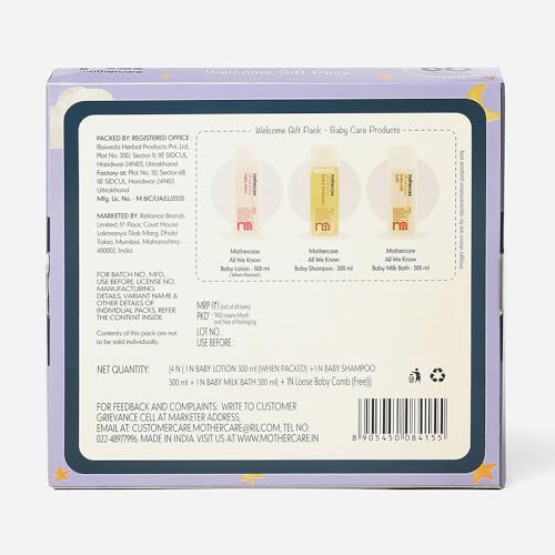 Mothercare Gift Set for Babies | Baby Gift Box (Pack of 3) | Bath Milk, Lotion, Shampoo 300ml Each & Hair Comb | - Image 2