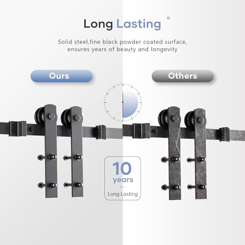 EaseLife 8 FT Sliding Barn Door Hardware Track Kit,Straight Pulley,Slide Smoothly Quietly,Easy Install (8FT Track Kit for 40"~48" Wide Single Door) - Image 5