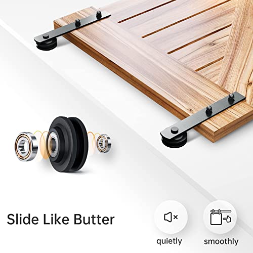 EaseLife 8 FT Sliding Barn Door Hardware Track Kit,Straight Pulley,Slide Smoothly Quietly,Easy Install (8FT Track Kit for 40"~48" Wide Single Door) - Image 4