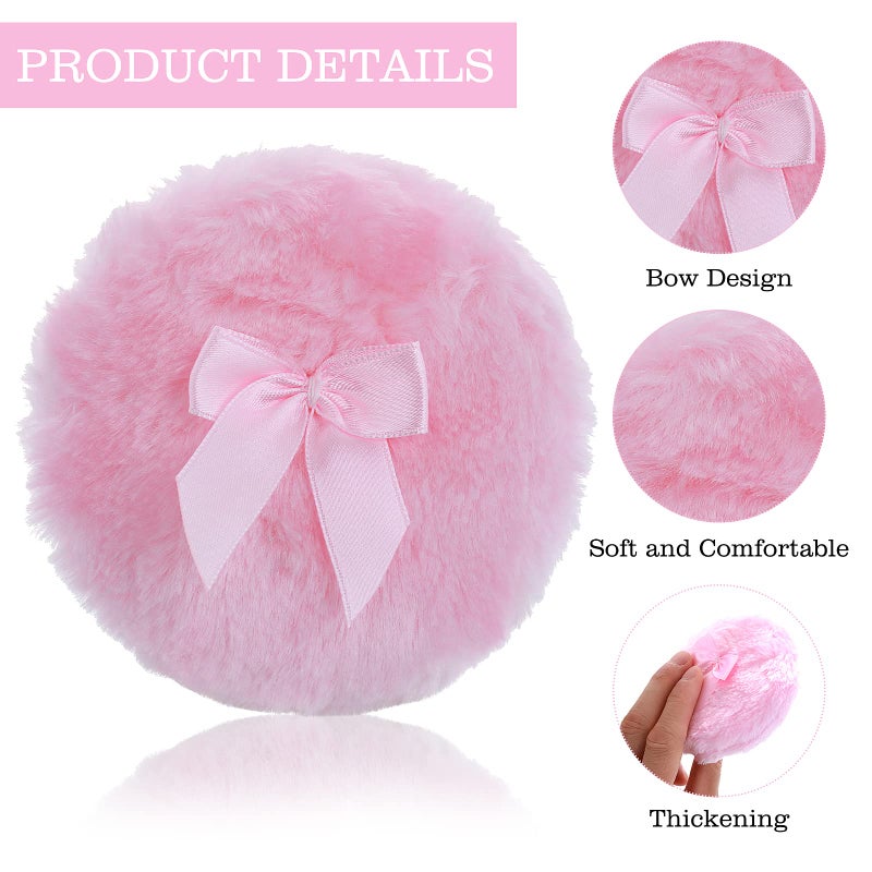 Sibba Large Fluffy Powder Puff, 4 Inch Ultra Soft Washable Reusable Velour Face Body Powder Puff Loose Powder Puffs Wet Dry Makeup Tool (Pink&Yellow) - Image 3
