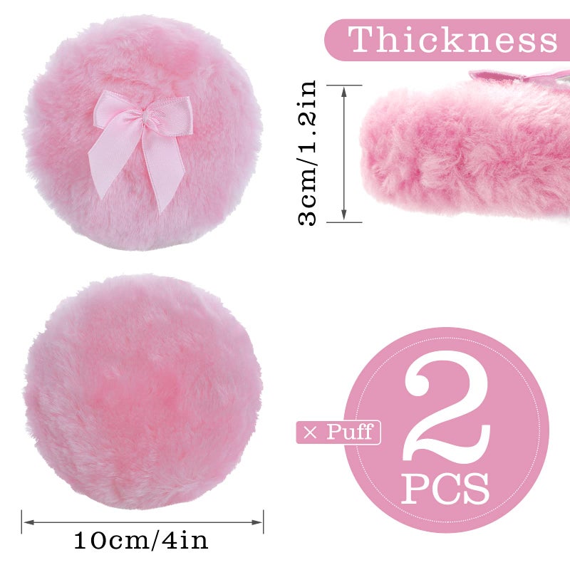 Sibba Large Fluffy Powder Puff, 4 Inch Ultra Soft Washable Reusable Velour Face Body Powder Puff Loose Powder Puffs Wet Dry Makeup Tool (Pink&Yellow) - Image 2