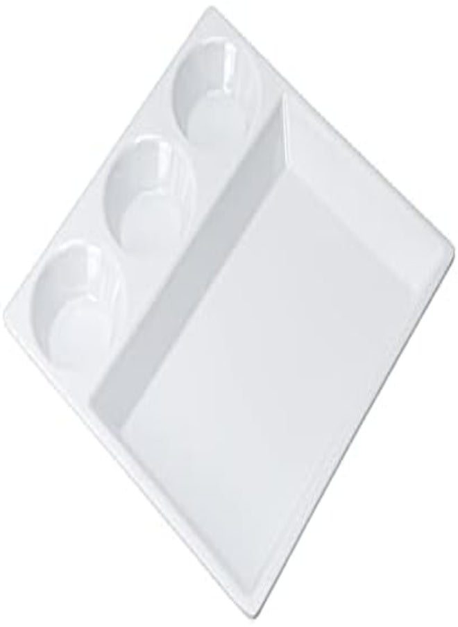 AKDC - Melamine Divider Plate 4 Portion Compartments 30Cm, Square Division Plates For Adults Kids Camping Lunch Breakfast Food Serving Tray Snack Dish 4 Parts Salad Dishes Platter Kitchen Dining Tableware - Image 1