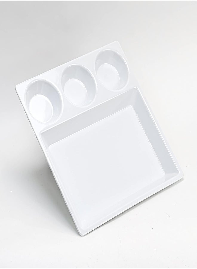 AKDC - Melamine Divider Plate 4 Portion Compartments 30Cm, Square Division Plates For Adults Kids Camping Lunch Breakfast Food Serving Tray Snack Dish 4 Parts Salad Dishes Platter Kitchen Dining Tableware - Image 1