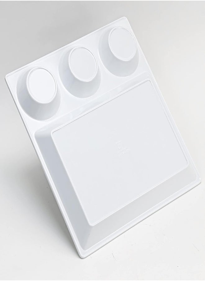 AKDC - Melamine Divider Plate 4 Portion Compartments 30Cm, Square Division Plates For Adults Kids Camping Lunch Breakfast Food Serving Tray Snack Dish 4 Parts Salad Dishes Platter Kitchen Dining Tableware - Image 1