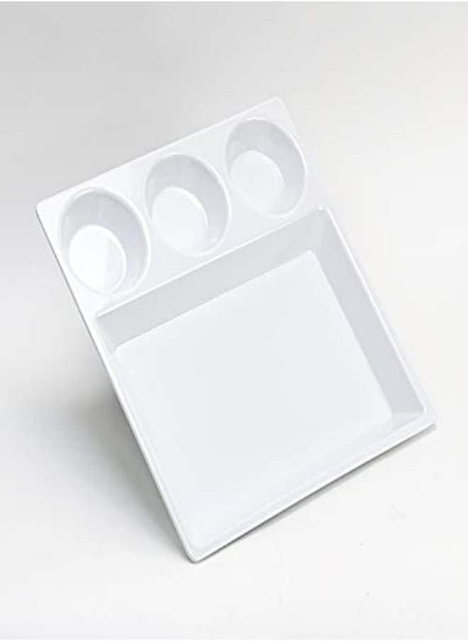 AKDC - Melamine Divider Plate 4 Portion Compartments 30Cm, Square Division Plates For Adults Kids Camping Lunch Breakfast Food Serving Tray Snack Dish 4 Parts Salad Dishes Platter Kitchen Dining Tableware - Image 1