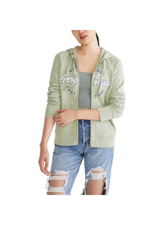 Aeropostale هودي كامل بسحاب للنساء من أيروبوستال بشعار أيروبوستال - دائري/نصوص، ريسيدا - Image 1