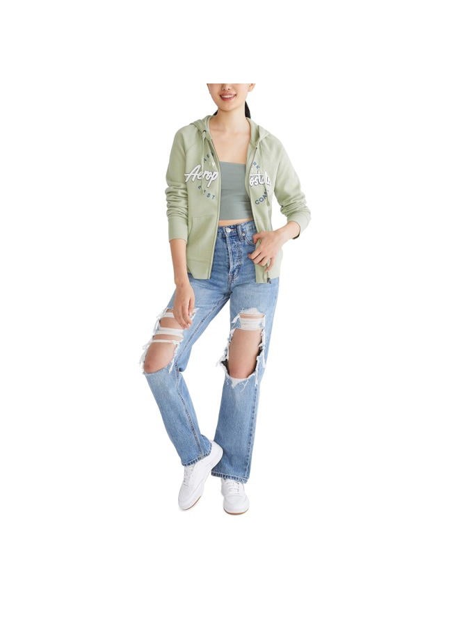 Aeropostale هودي كامل بسحاب للنساء من أيروبوستال بشعار أيروبوستال - دائري/نصوص، ريسيدا - Image 2
