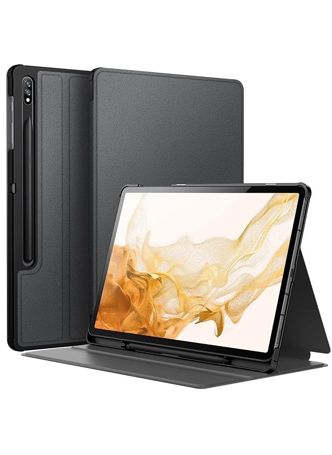 Jetech - Case For Samsung Galaxy Tab S8 Plus 2022 S7 Fe 2021 S7 Plus 2020 12.4 Inch With S Pen Holder Slim Folio Stand Protective Tablet Cover Multi Angle Viewing Black - Image 1